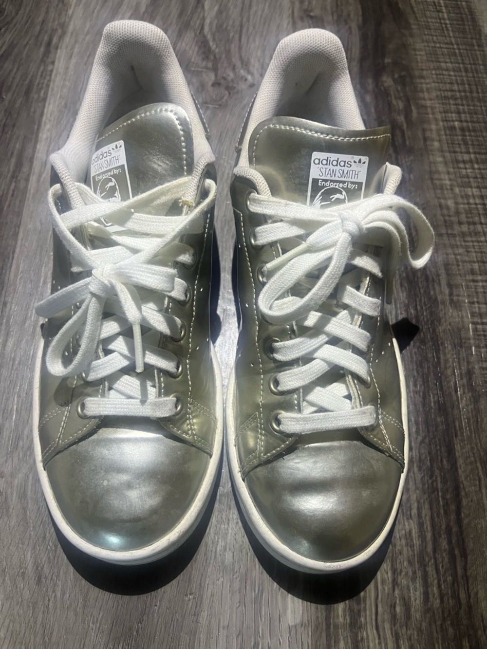 adidas Stan Smith metallic gold and white sneakers